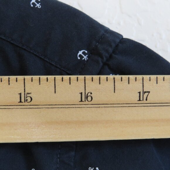 Cactus Man* Men's Short Sleeve Button Down Curved Hem Anchor Print Shirt~ Medium - Picture 5 of 10